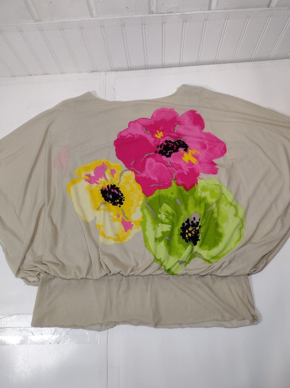Style & Co. Light Beige Tunic with Pink, Yellow & Green Floral Print - Picture 5 of 9